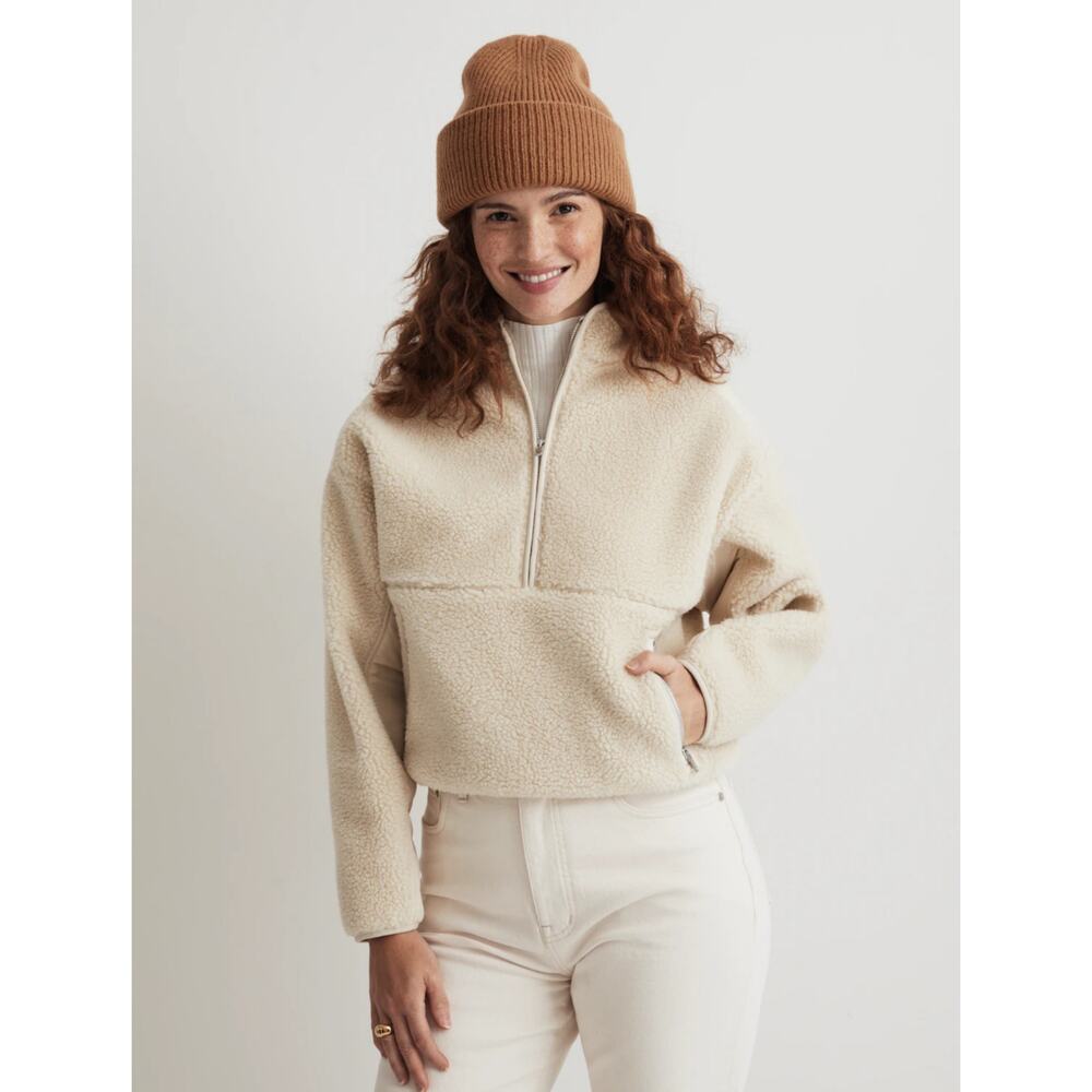 Madewell Faux‎ Shearling Half-Zip Pullover NWT size xsmall
